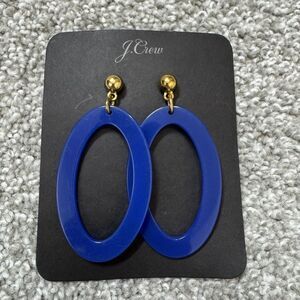 J.Crew Earrings Blue Oval Dangle Drop Womens Resin Gold Tone 2.75in Butterfly
